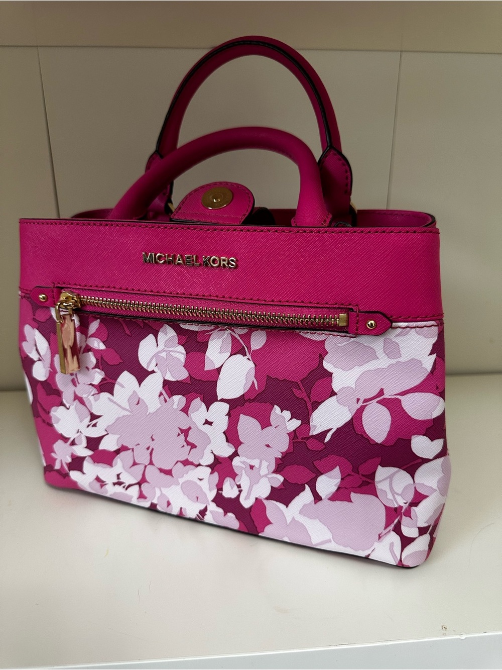 Michael Kors Fuchsia Floral Top-Handle Satchel